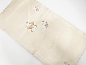 未使用品　作家物　手描き　御所人形模様　名古屋帯